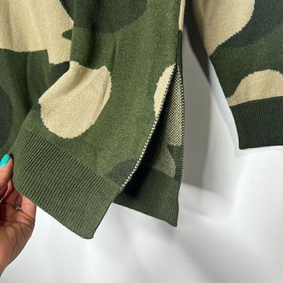 Mud Pie Camouflage Green Tan Autumn Jacquard Sweater NWT! - Picture 5 of 12